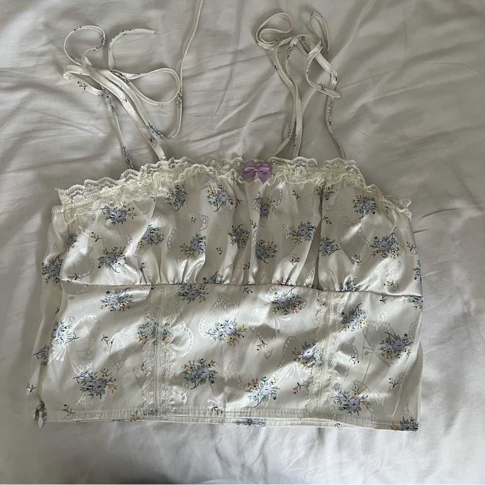 Satin Floral Tank Top